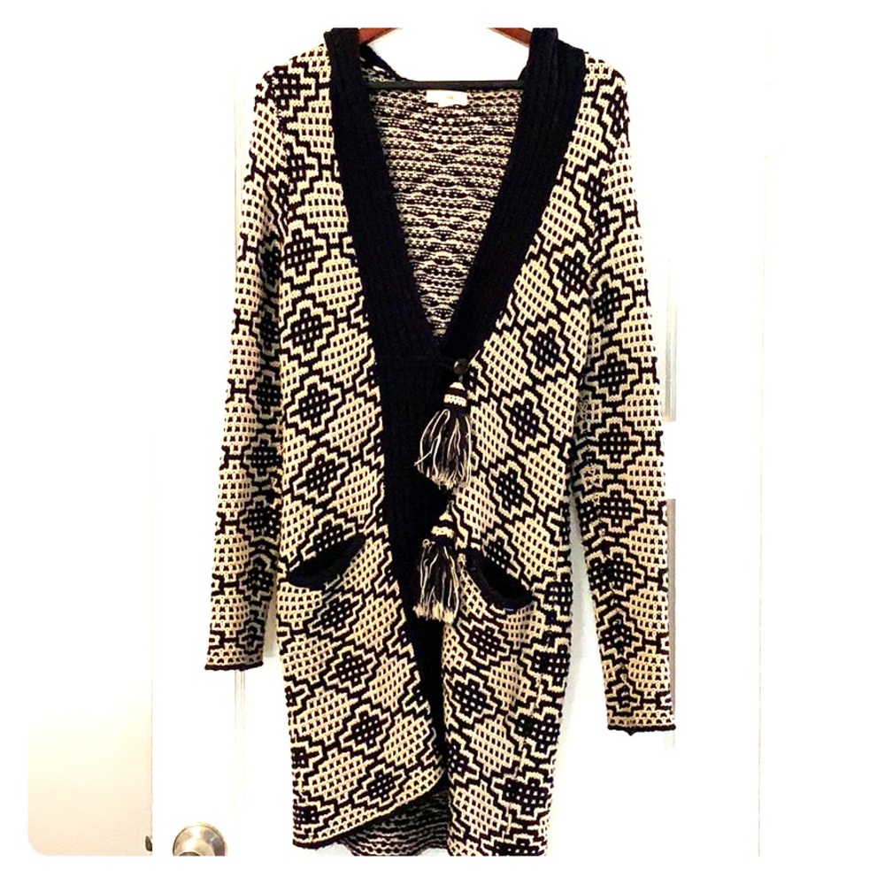 Anthropologie Knit printed sweater coat